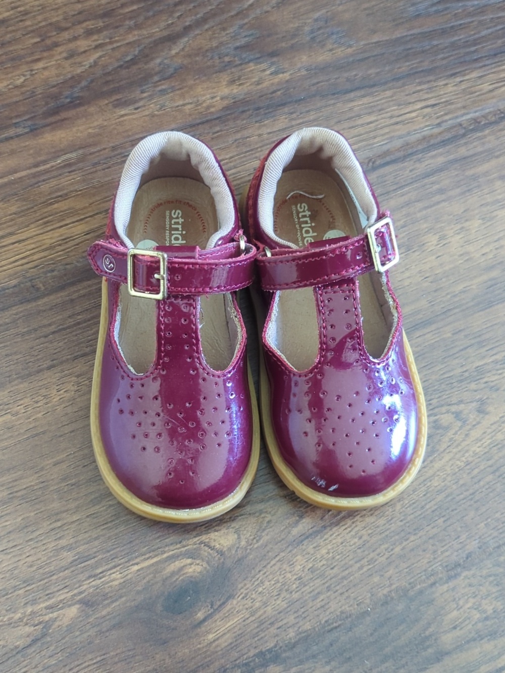 Stride Rite Nell Mary Jane Shoes Toddler Girls Size 7 Burgundy Patent Leather